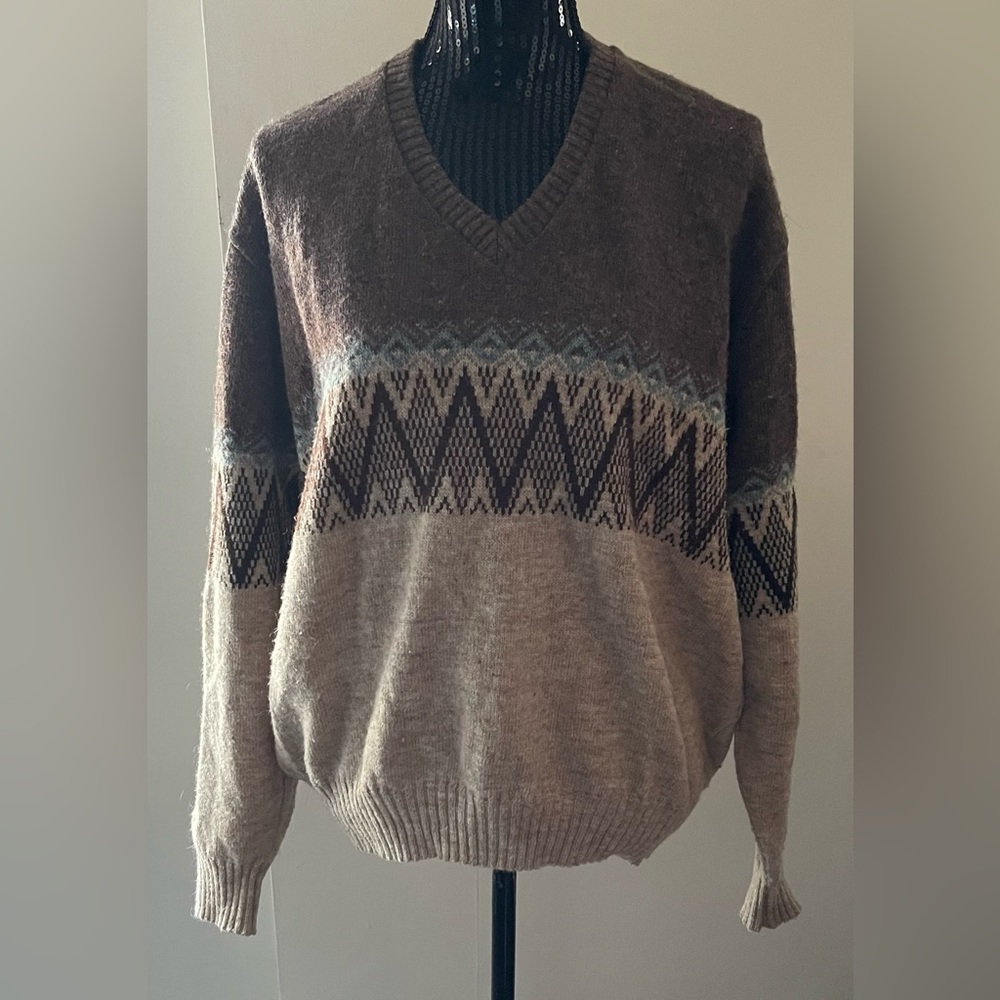 Vintage Henley For Tip Top Wool V -Neck Sweater Size L